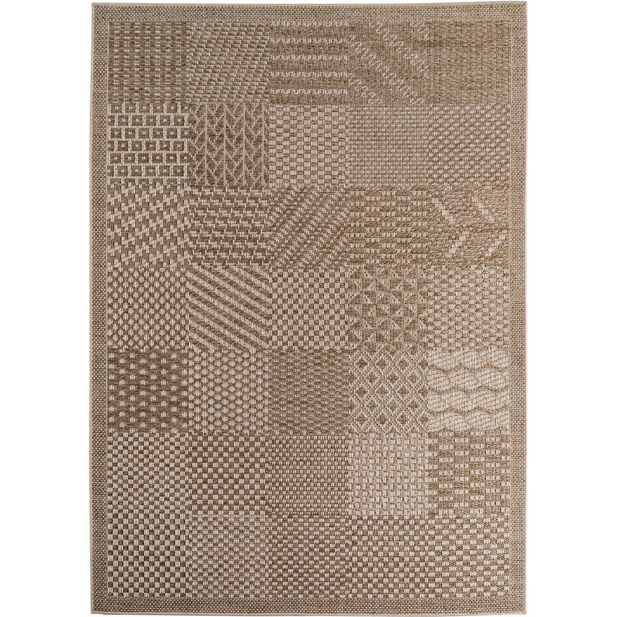 TEPPICH In-/Outdoor Flachgewebe Karomuster Polypropylen Küche Beige Rechteckig 240x340 - Beige, Textil (240/340cm) - KADIMA DESIGN