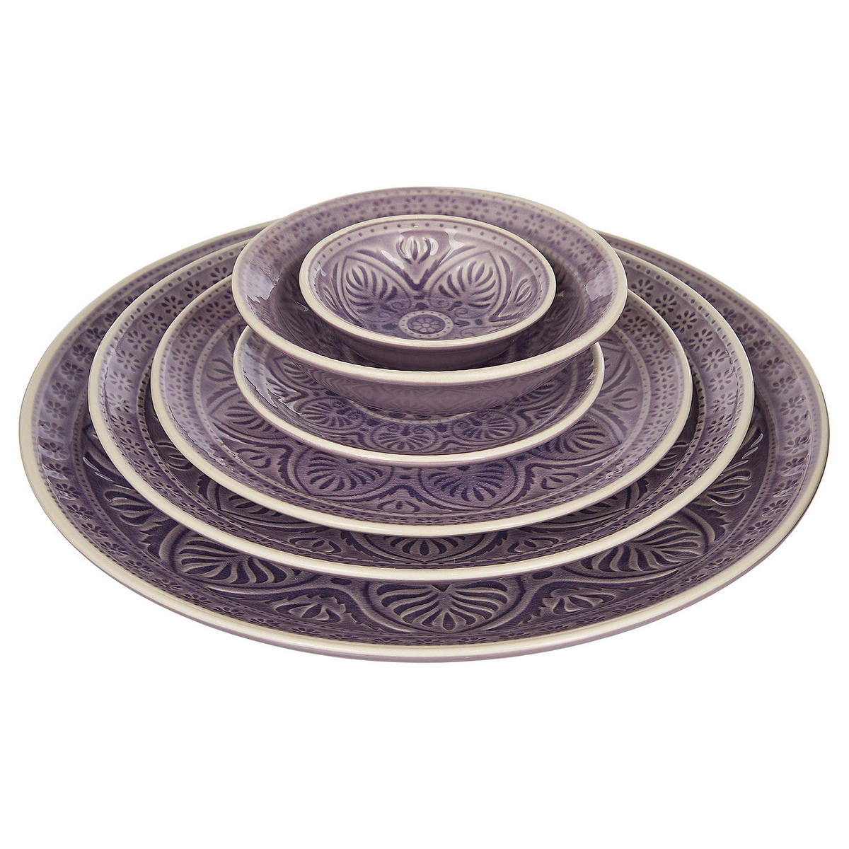TELLER 6er-Set Sumatra 21 cm - Violett, Keramik (21/21/2cm) - Butlers