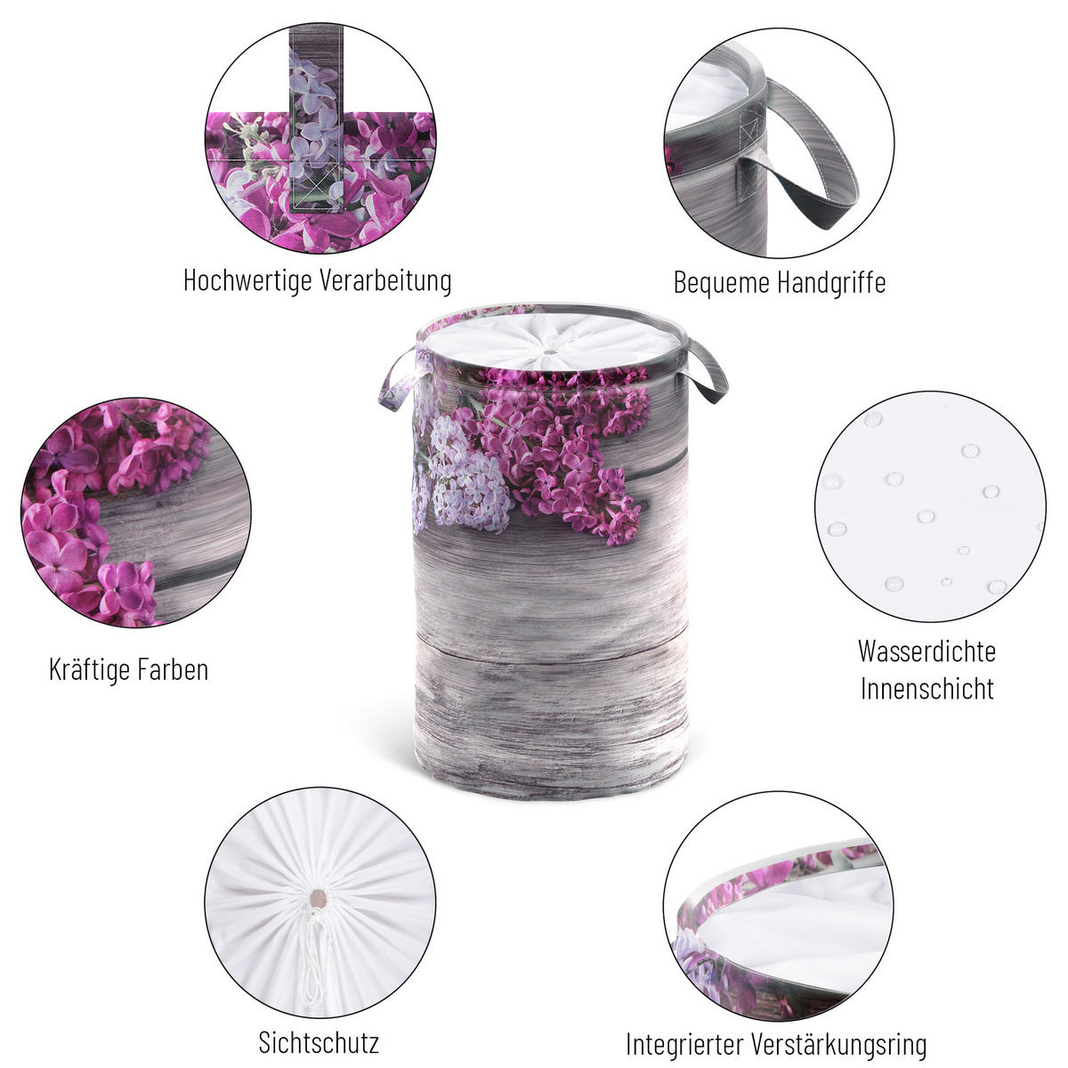 WÄSCHEKORB Flieder - Pink, Textil (37/55/55cm) - Sanilo