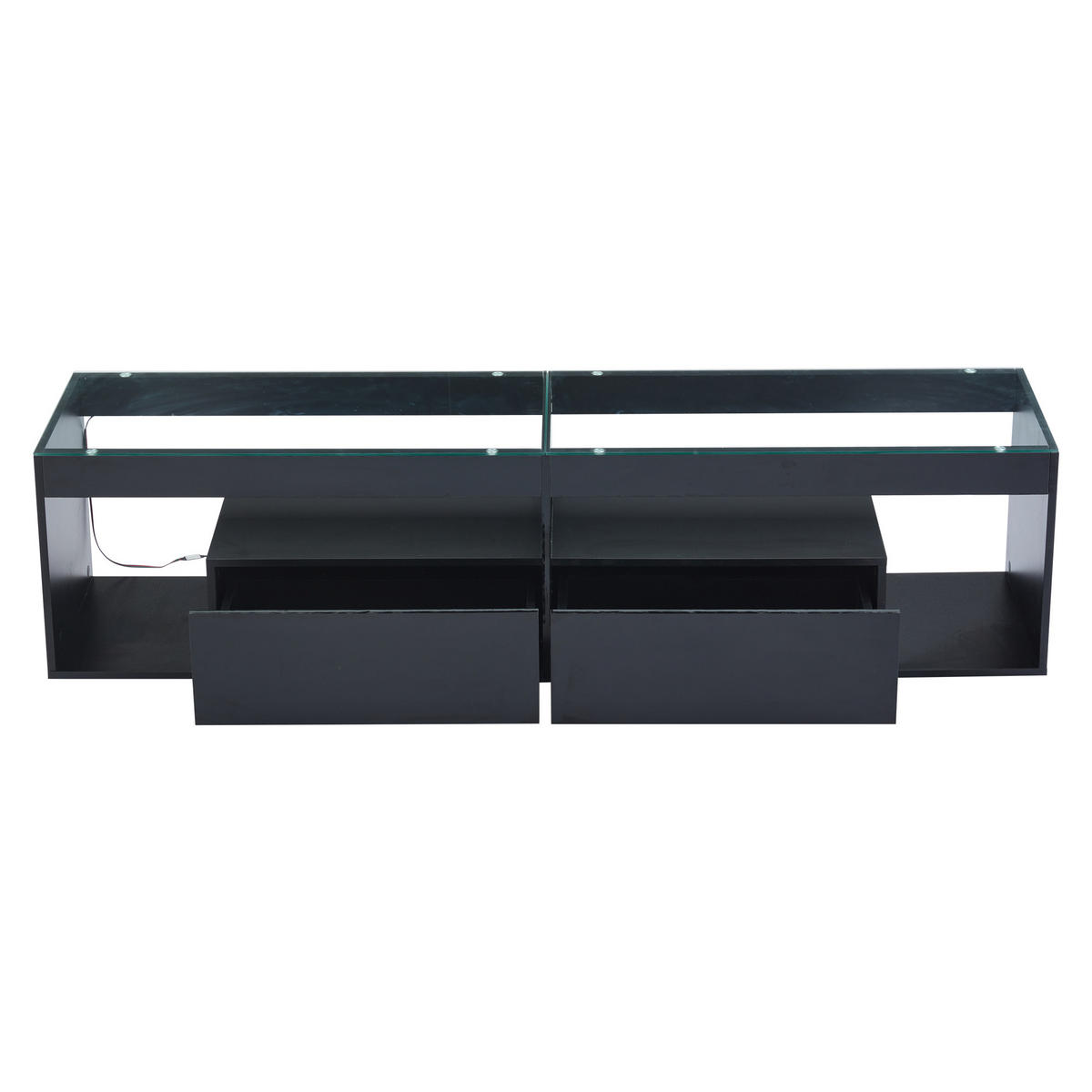 TV-SCHRANK 180/40/46 cm Schwarz Hochglanz mit LED und 2 Schubladen - Schwarz, Holzwerkstoff (180/46/40cm) - Oxeza