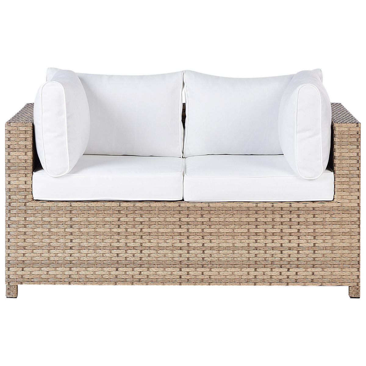 4-SITZER LOUNGE SET PE Rattan Cremeweiß Milano - Beige/Weiß, Kunststoff (75/75/140cm) - Beliani