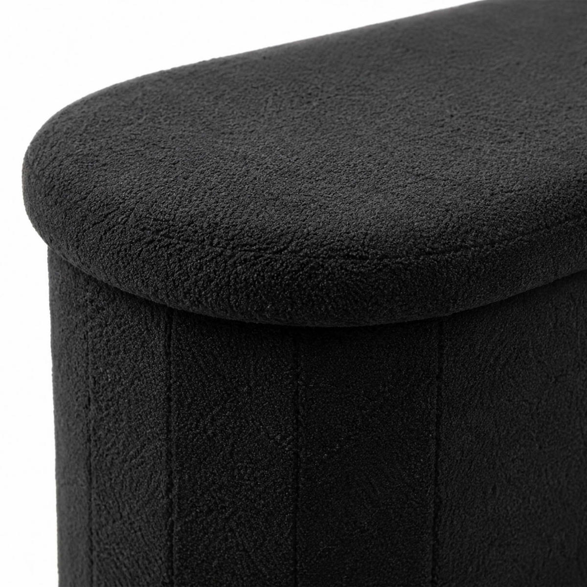 LAVICE Černá s úložným prostorem teddy čalounění 76 cm - černá, kompozitní dřevo/textil (76/38/38cm) - Relaxdays