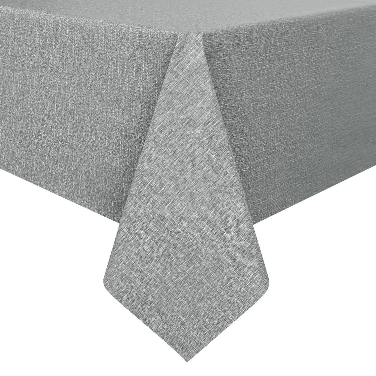 TISCHDECKE Wachstuch Leinenoptik Hellgrau 240 x 140 cm - Grau, Kunststoff (240/140/1.5cm)
