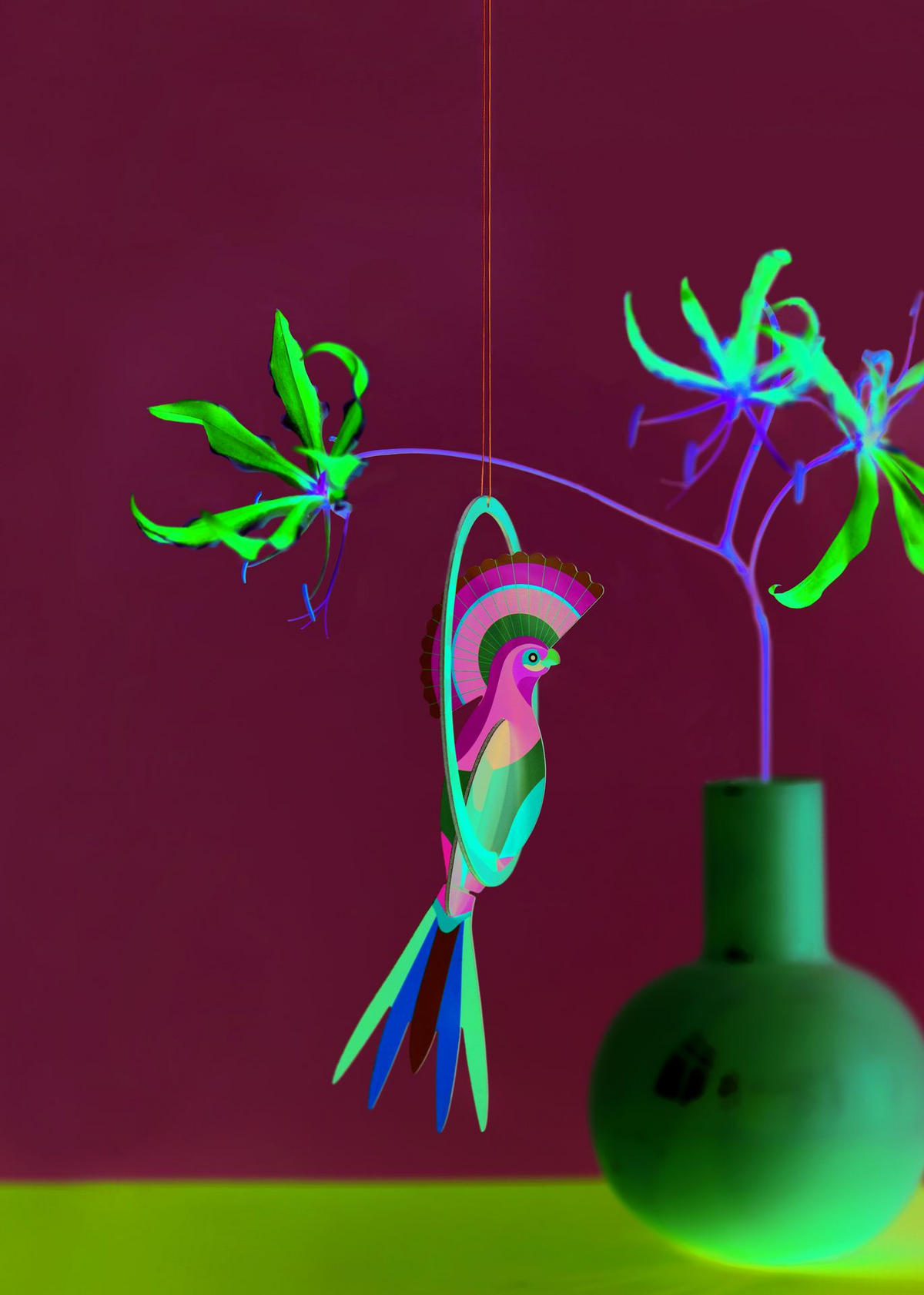 WANDSKULPTUR Bunt 10/2 cm - Multicolor, Wellpappe (10/2/14cm) - KUNSTLOFT