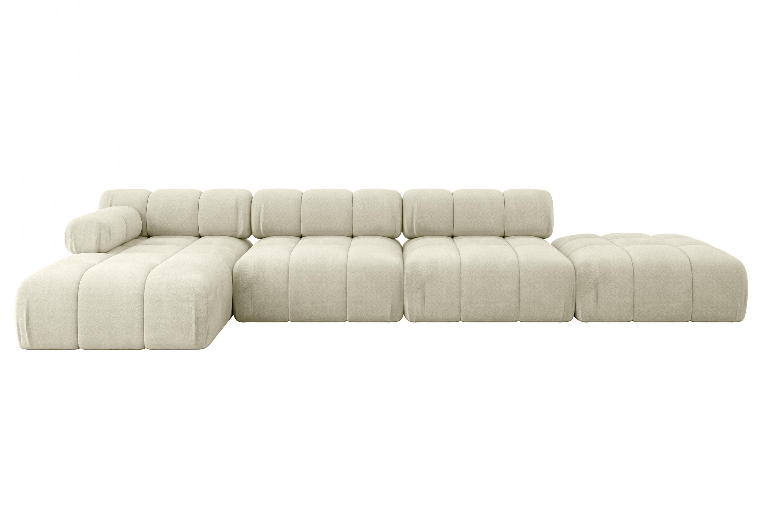 ECKSOFA modulares Sofa Lizur-L2 - 380x160x70 cm Beige Velours - Beige, Holzwerkstoff/Textil (380/160cm) - ALTDECOR