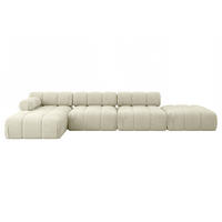 ECKSOFA modulares Sofa Lizur-L2 - 380x160x70 cm Beige Velours - Beige, Holzwerkstoff/Textil (380/160cm) - ALTDECOR