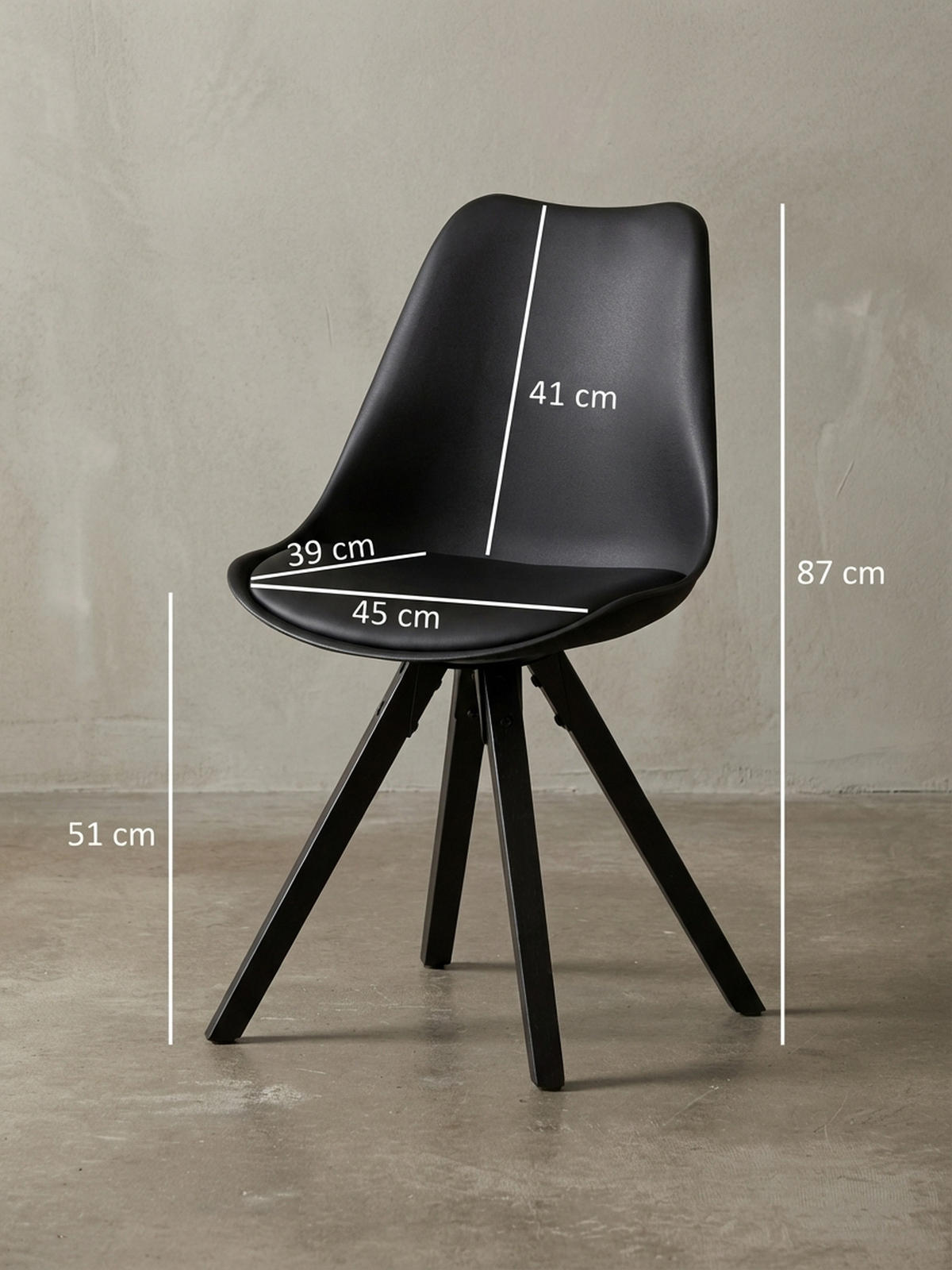 ESSZIMMERSTUHL 2er Set aus Kunstleder Schwarz mit Polsterung und schwarzen Beinen im skandinavischen Stil - Schwarz, Holz/Textil (49/87/52cm) - KADIMA DESIGN