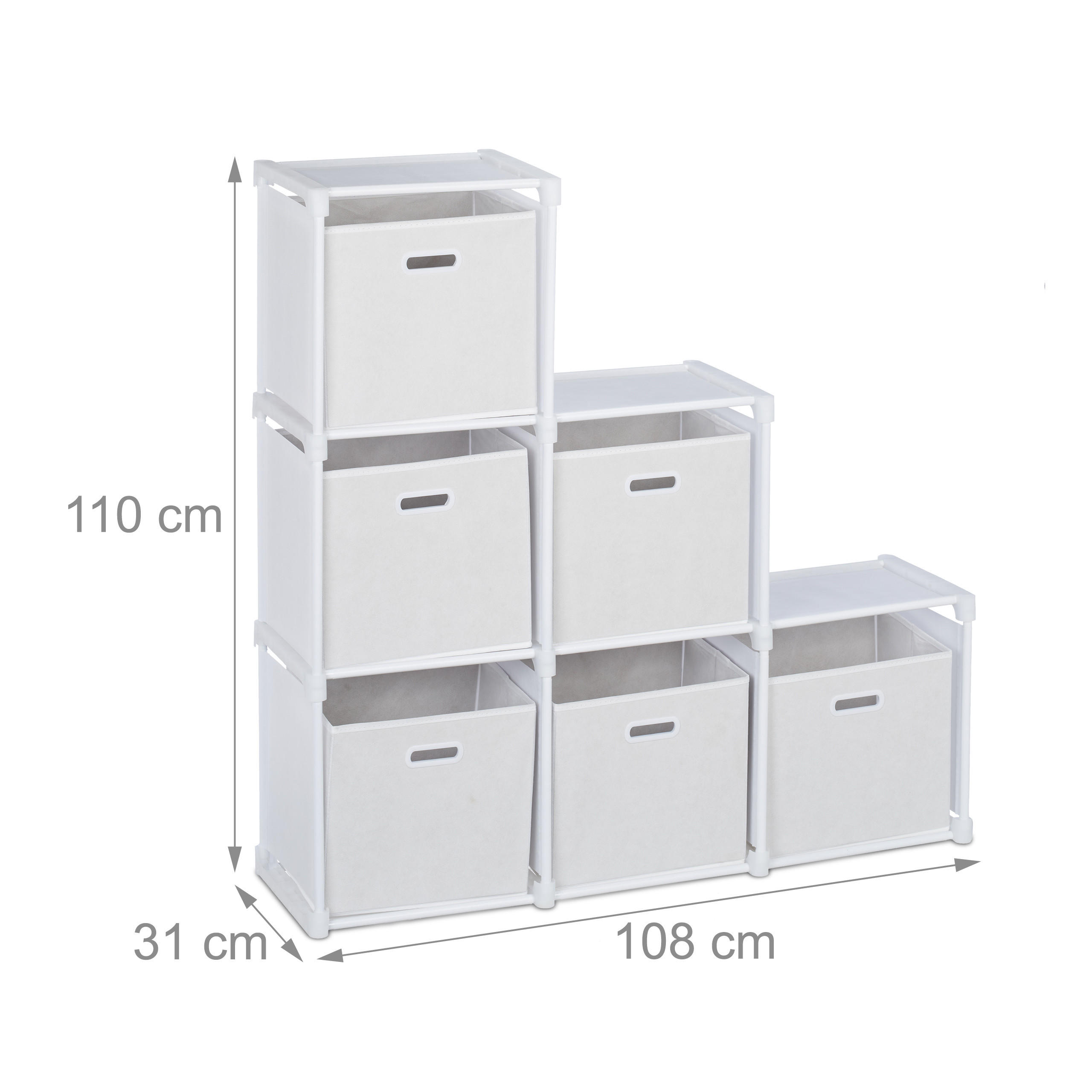 Thumbnail - Relaxdays Stufenregal, Weiß, Textil, 108x110x31 cm, Wohnzimmer, Raumteiler & Paravents, Raumteiler