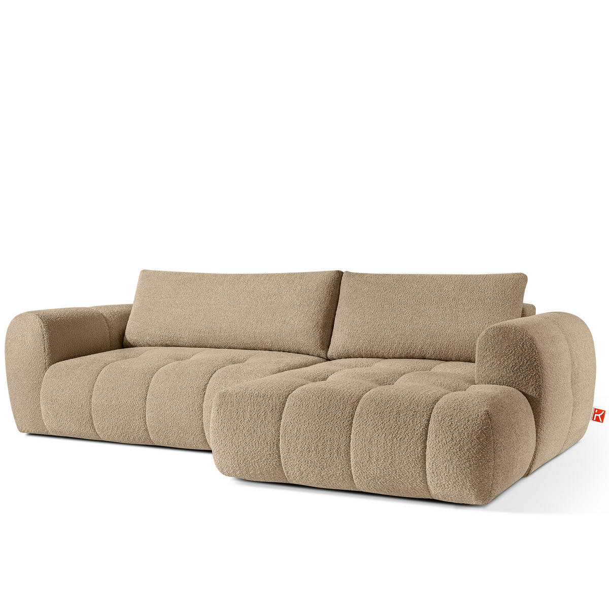 ECKSOFA RECHTS LIRA, Beige, Bouclé - Beige, Holz/Holzwerkstoff (295/112cm) - KONSIMO®