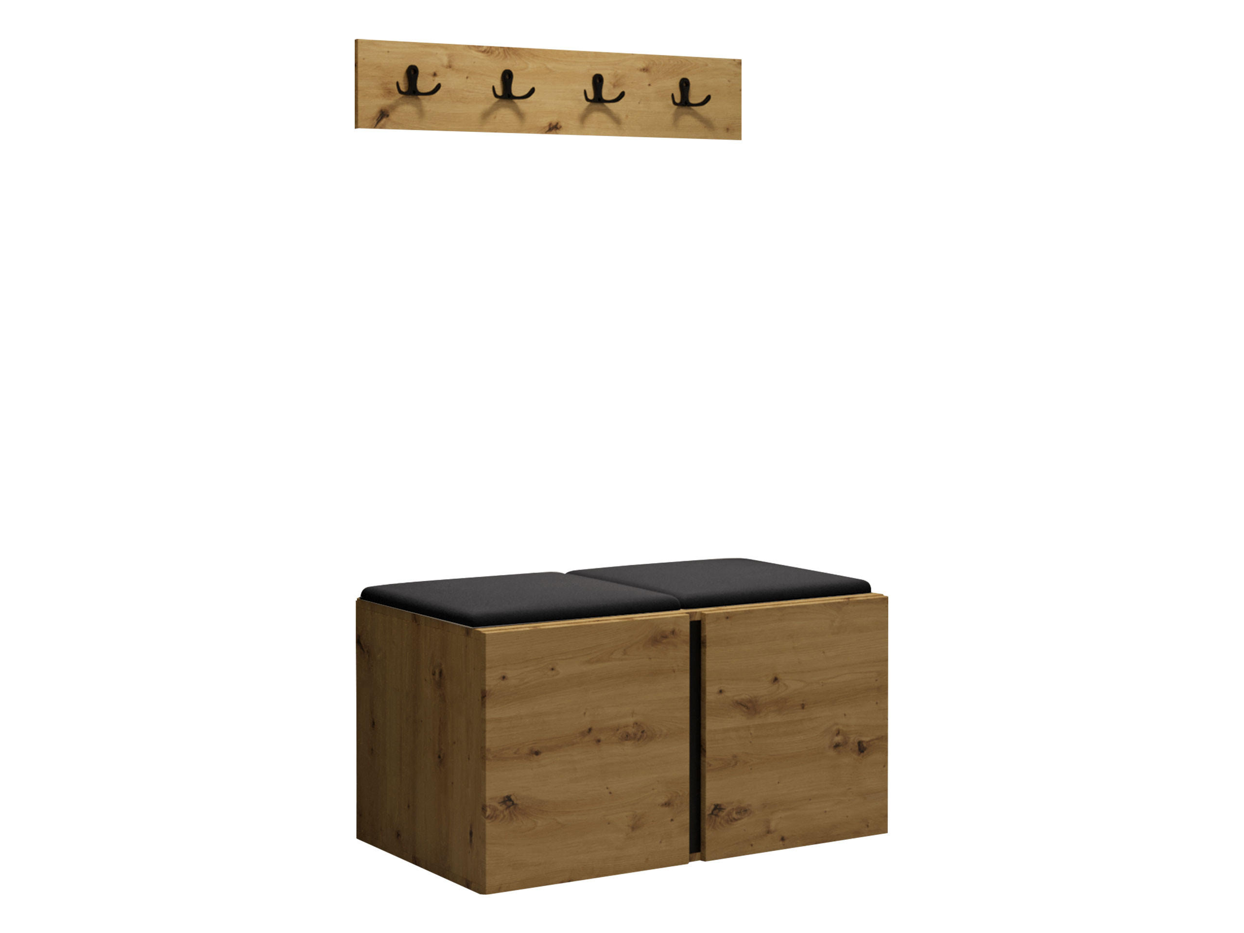 GARDEROBEN-SET Orion VI - Anthrazit/Eiche Artisan, Holzwerkstoff/Kunststoff (84/42/46cm) - MIRJAN24