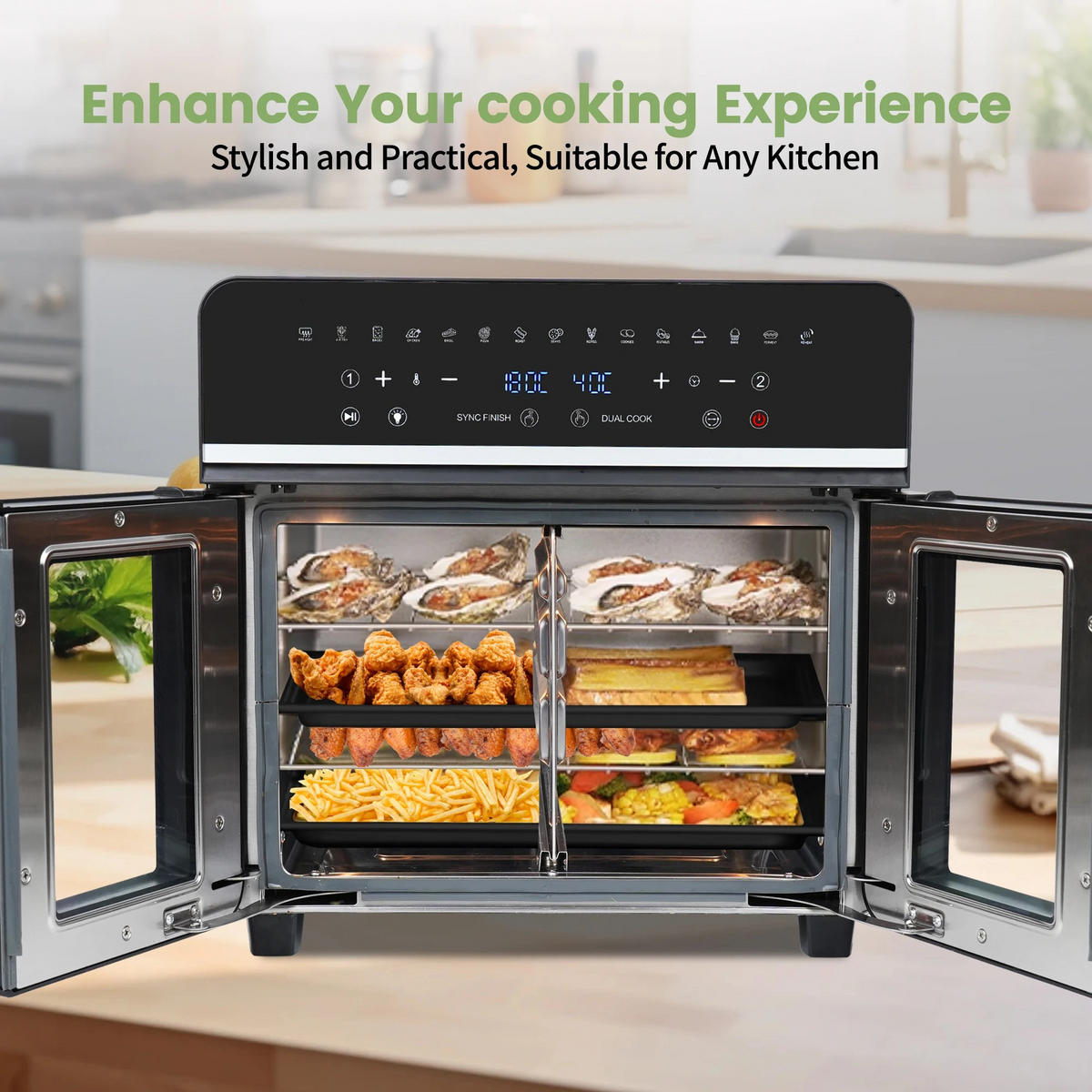 HEISSLUFTFRITTEUSE HF-23L Schwarz - Schwarz, Kunststoff/Metall (40/39.6/39.4cm) - Coonoor