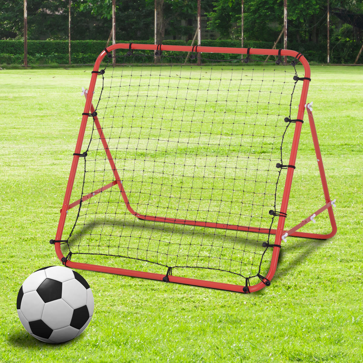REBOUNDER, PE, Rot/Schwarz, 96L x 80B x 96H cm - Rot/Schwarz, Metall (80/96cm) - HOMCOM