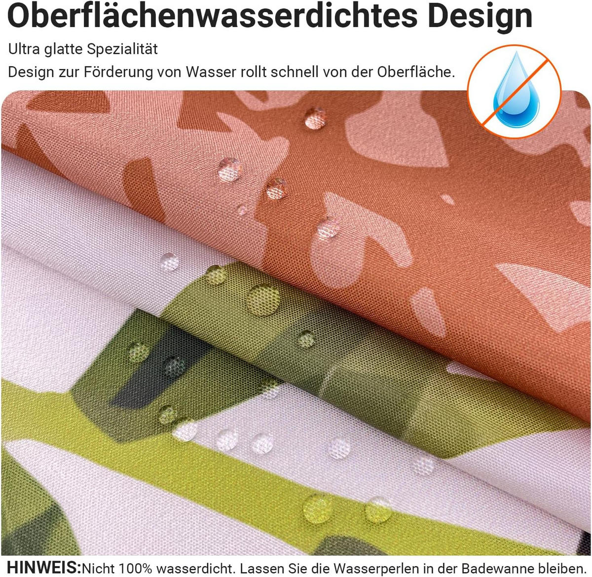 DUSCHVORHANG Blätter beschwerter Saum Polyester schimmelresistent mit Ringen - Multicolor, Textil (180/180cm) - MCBOSON
