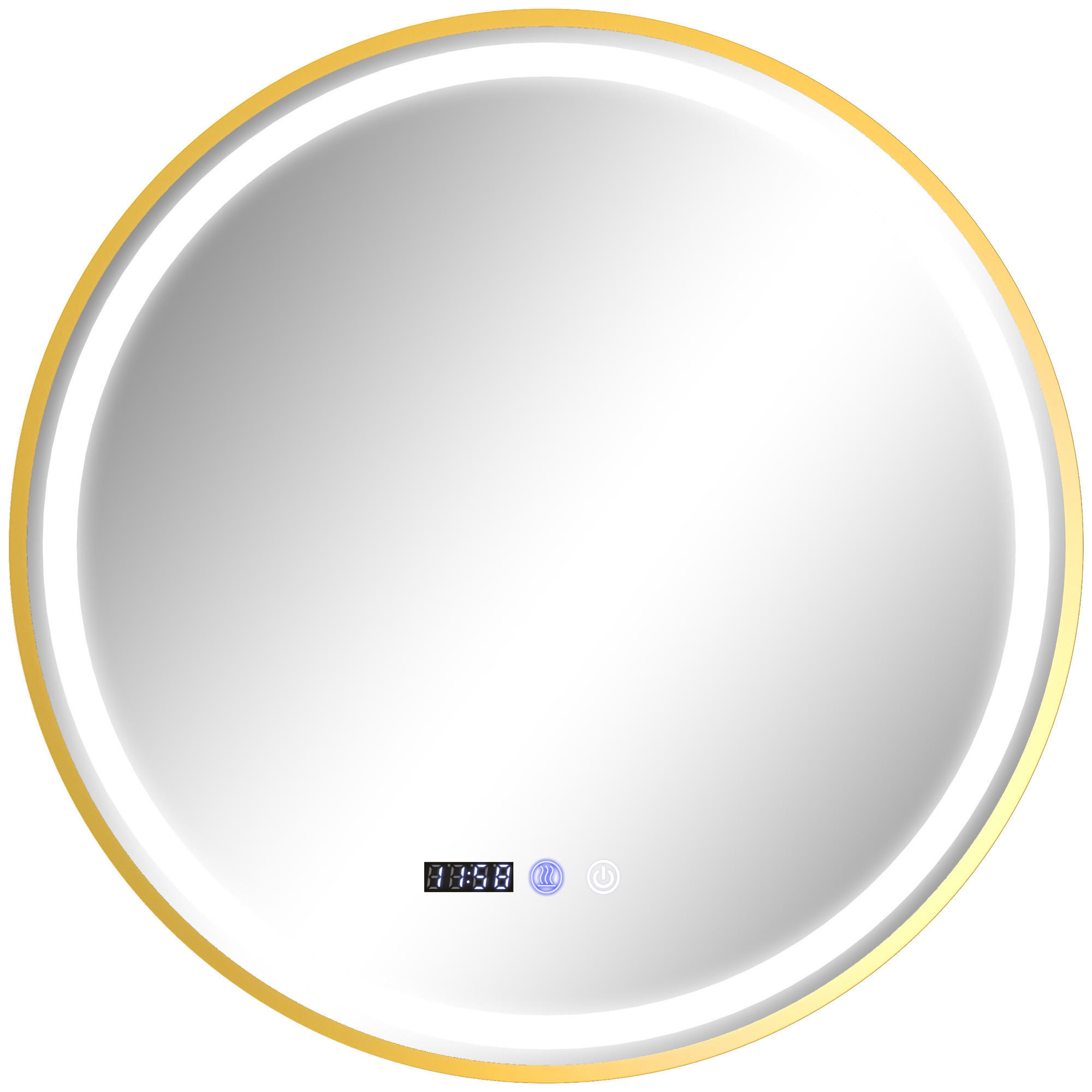ROUNDER Badspiegel mit Beleuchtung 60 cm LED Spiegel mit Touchschalter Gold - Goldfarben, Glas (3.5/60/60cm) - HOMCOM