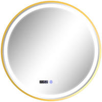 ROUNDER Badspiegel mit Beleuchtung 60 cm LED Spiegel mit Touchschalter Gold - Goldfarben, Glas (3.5/60/60cm) - HOMCOM