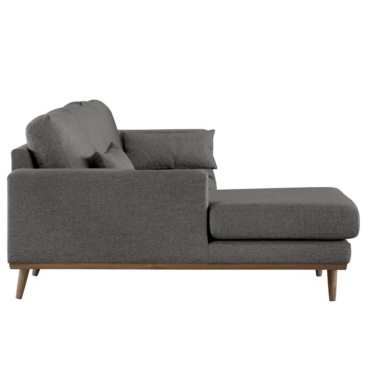 ECKSOFA mit Longchair - Eichefarben/Dunkelgrau, Eichenholz/Textil (281/153cm) - home24