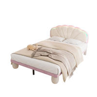 POLSTERBETT 140/200 cm aus Samt in Beige/Rosa mit LED-Beleuchtung - Beige, Textil (140/200cm) - Flora Grace