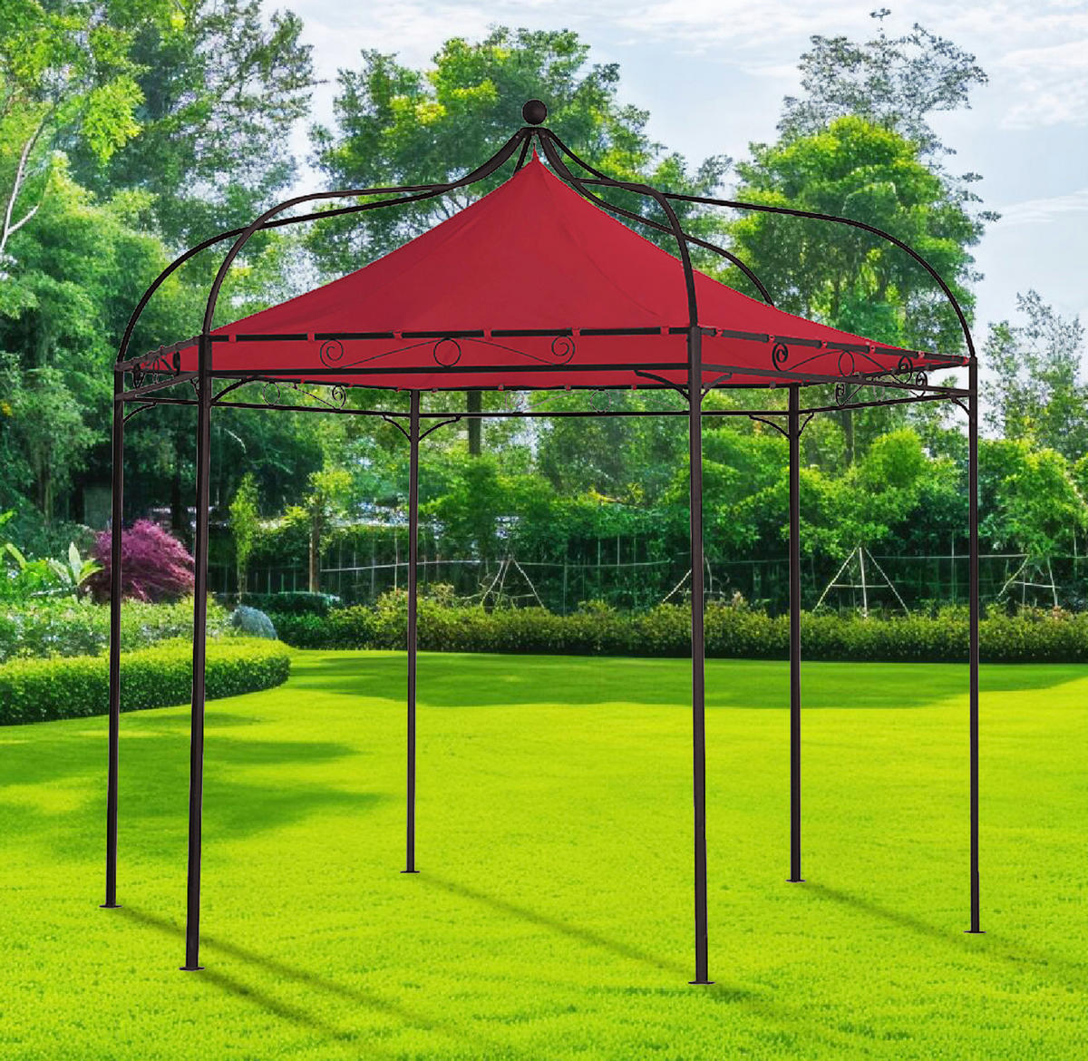 ERSATZDACH für Pavillon Mondura, Pavillondach 6-eckig, Durchmesser 300 cm, Farbe: Bordeaux - Rot, Kunststoff (320/0.3/320cm) - TPFGarden