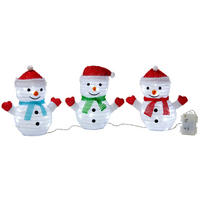 LED-SCHNEEMANN - 45 LEDs mit Timer und wetterfestem Batteriefach für Garten und Vorgarten, 3er-Set - Weiß, Kunststoff (15/22/25cm) - Northpoint