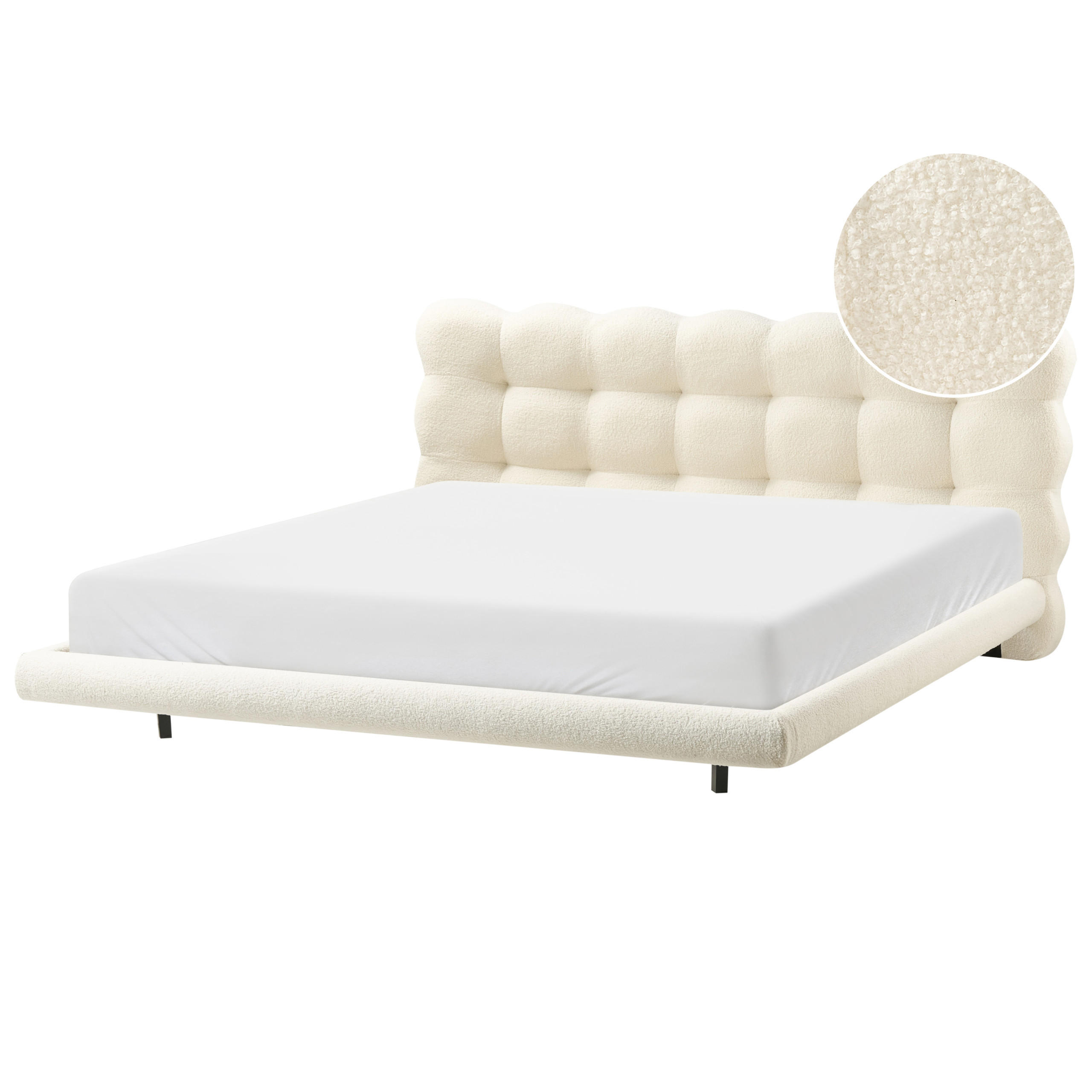 BETT mit Lattenrost 180/200 cm Bouclé Cremeweiß Soulisse - Creme, Textil (180/200cm) - Beliani