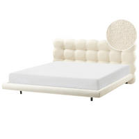 BETT mit Lattenrost 180/200 cm Bouclé Cremeweiß Soulisse - Creme, Textil (180/200cm) - Beliani