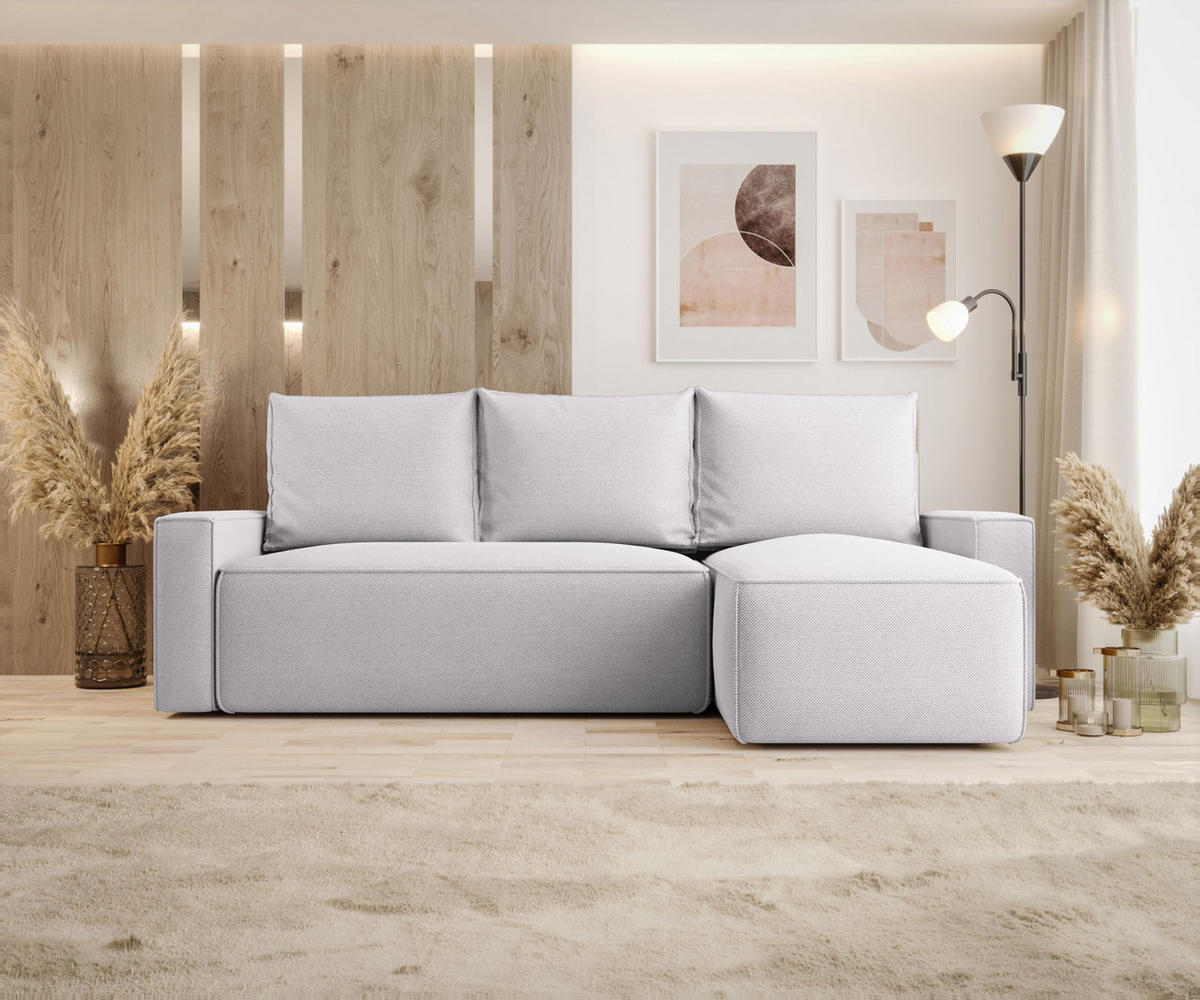 ECKSOFA mit Schlaffunktion SAVIO Curio 80 Rechts - Hellgrau, Textil (232/140cm) - Bedante
