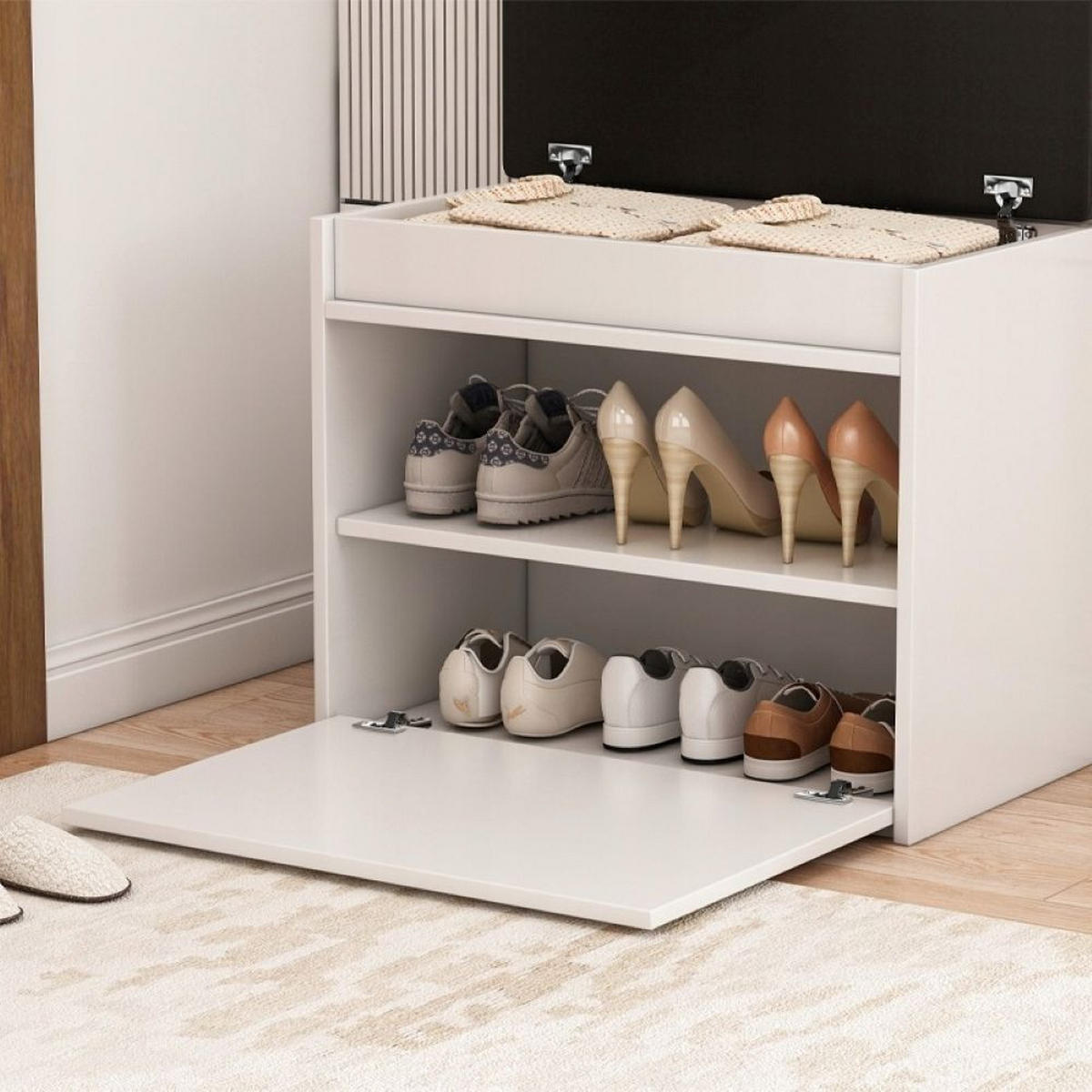 SCHUHSCHRANK, weiß 60/35/49 cm - Weiß, Holzwerkstoff (60/49/35cm)