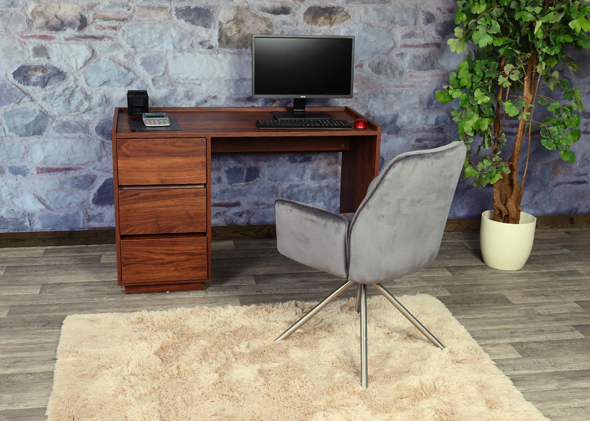 SCHREIBTISCH eckig Walnuss Dekor - Walnussfarben, Holz (60/121/78cm) - MCW
