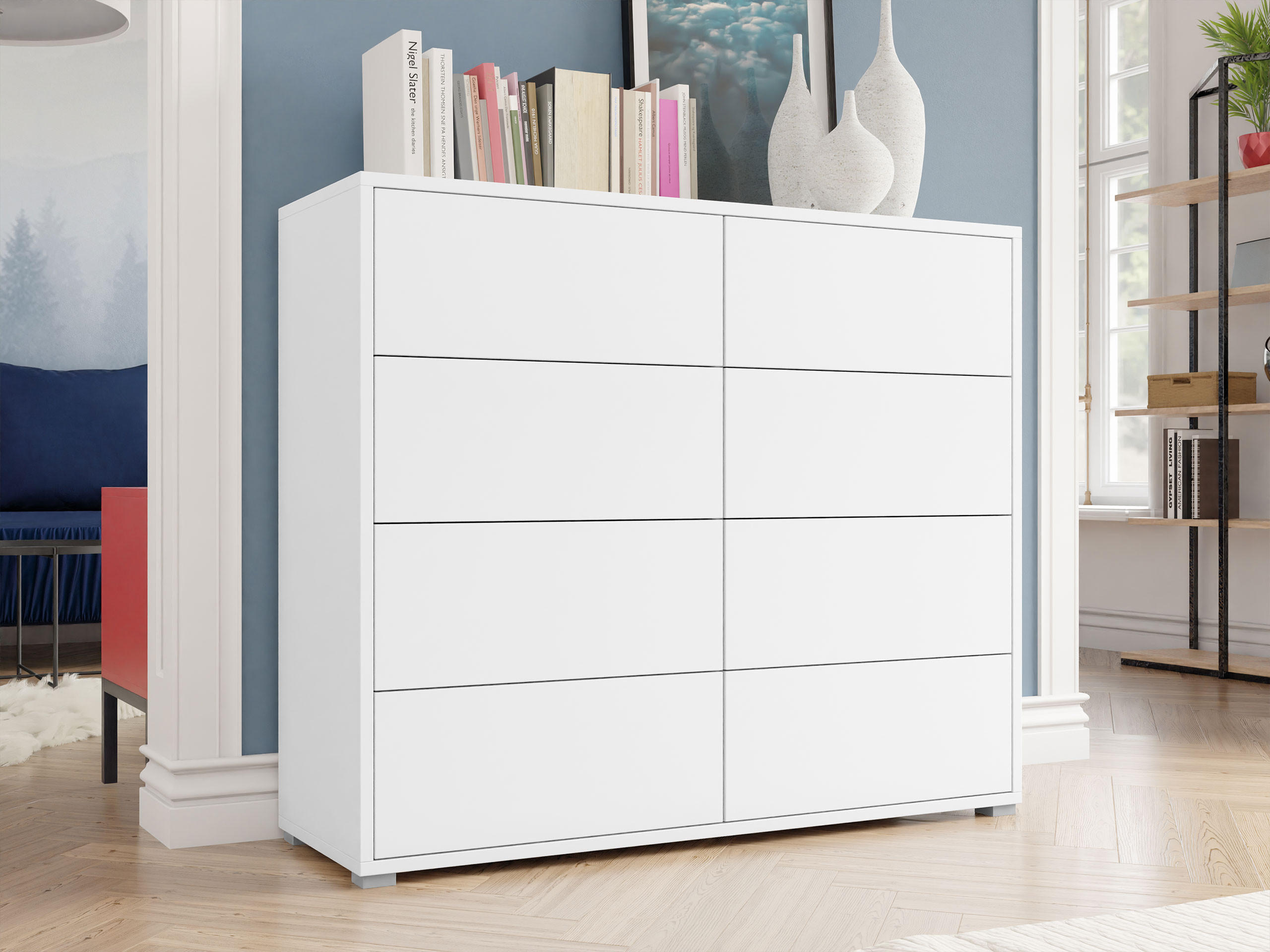 KOMMODE Gesita K8SZ - Silberfarben/Weiß, Holzwerkstoff/Kunststoff (120/93/41cm) - MIRJAN24