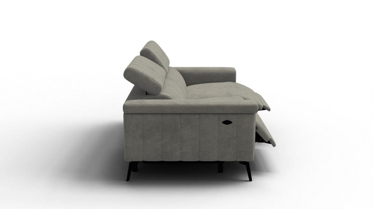 RELAXSOFA NORDEL 3-Sitzer, taupe - Taupe/Schwarz, Holz/Textil (194/80/105cm) - Courtois Laville