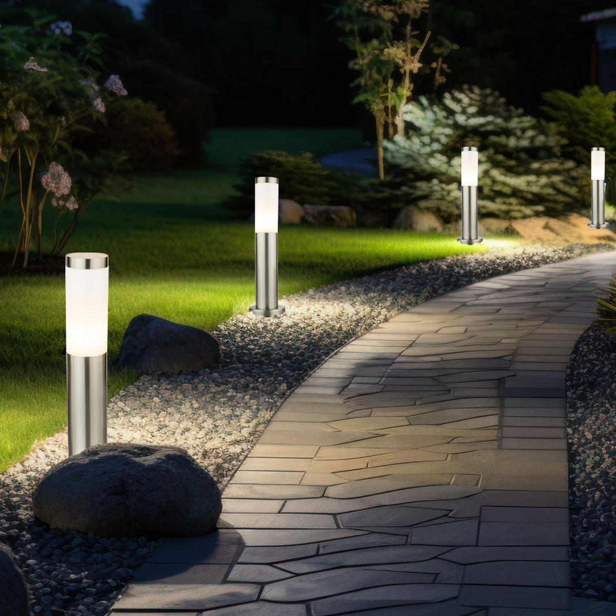 LED WEGLEUCHTE Edelstahl Silber - Silberfarben, Kunststoff (7.5/7.5/45cm)