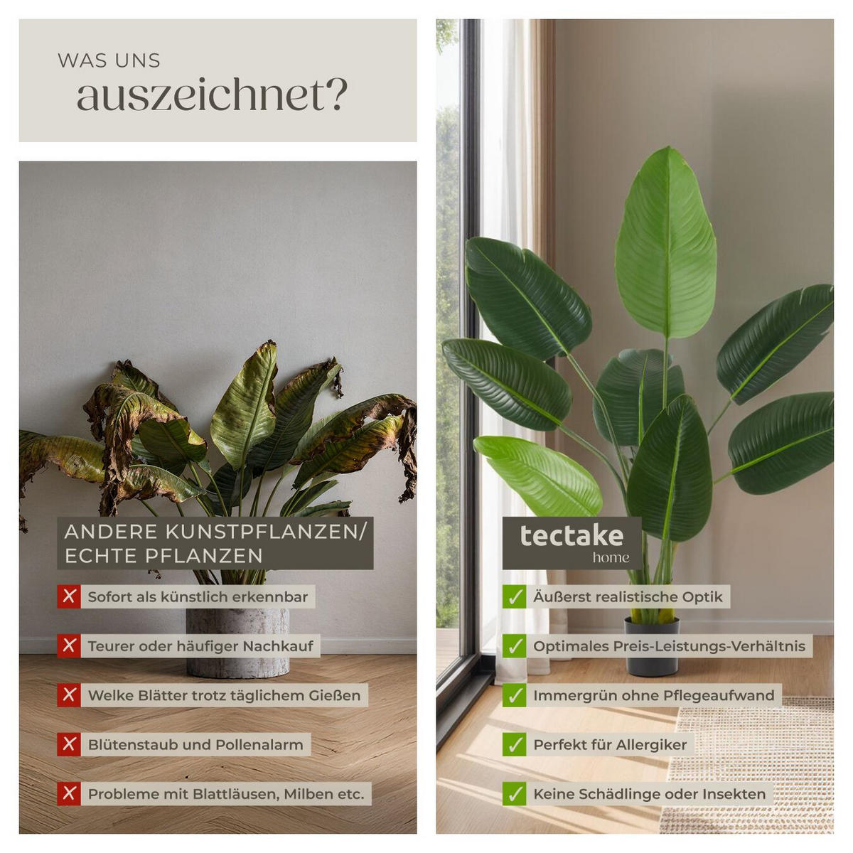 KÜNSTLICHER-PARADIESVOGELBAUM Tropic,stabiler Kunststoff-Blumentopf,grün - Grün, Kunststoff (120cm) - tectake