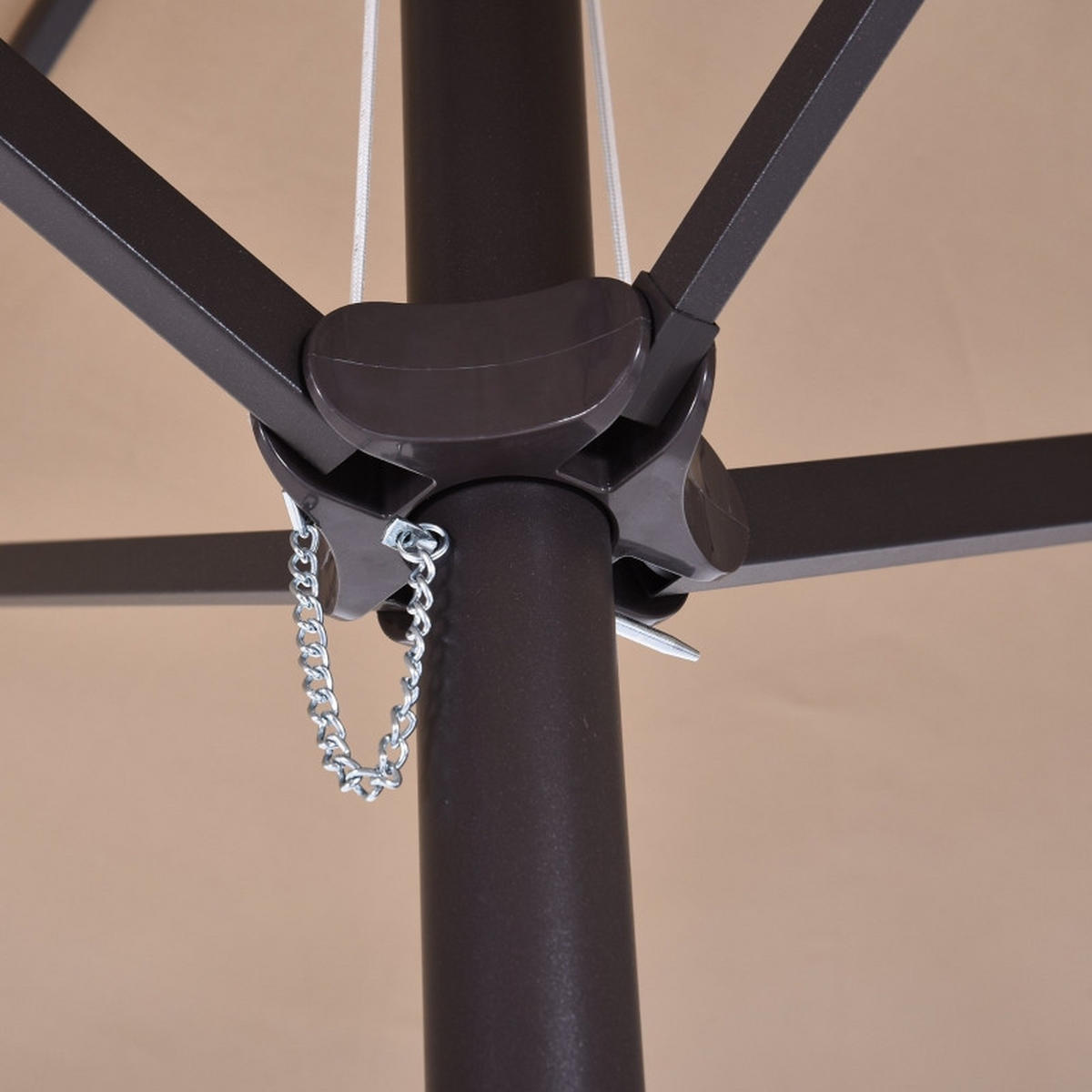 DOPPEL-SONNENSCHIRM aus Polyester & Metall 460x270x240 cm in Hellbraun mit Handkurbel - Hellbraun, Metall (270/460cm) - Modfu