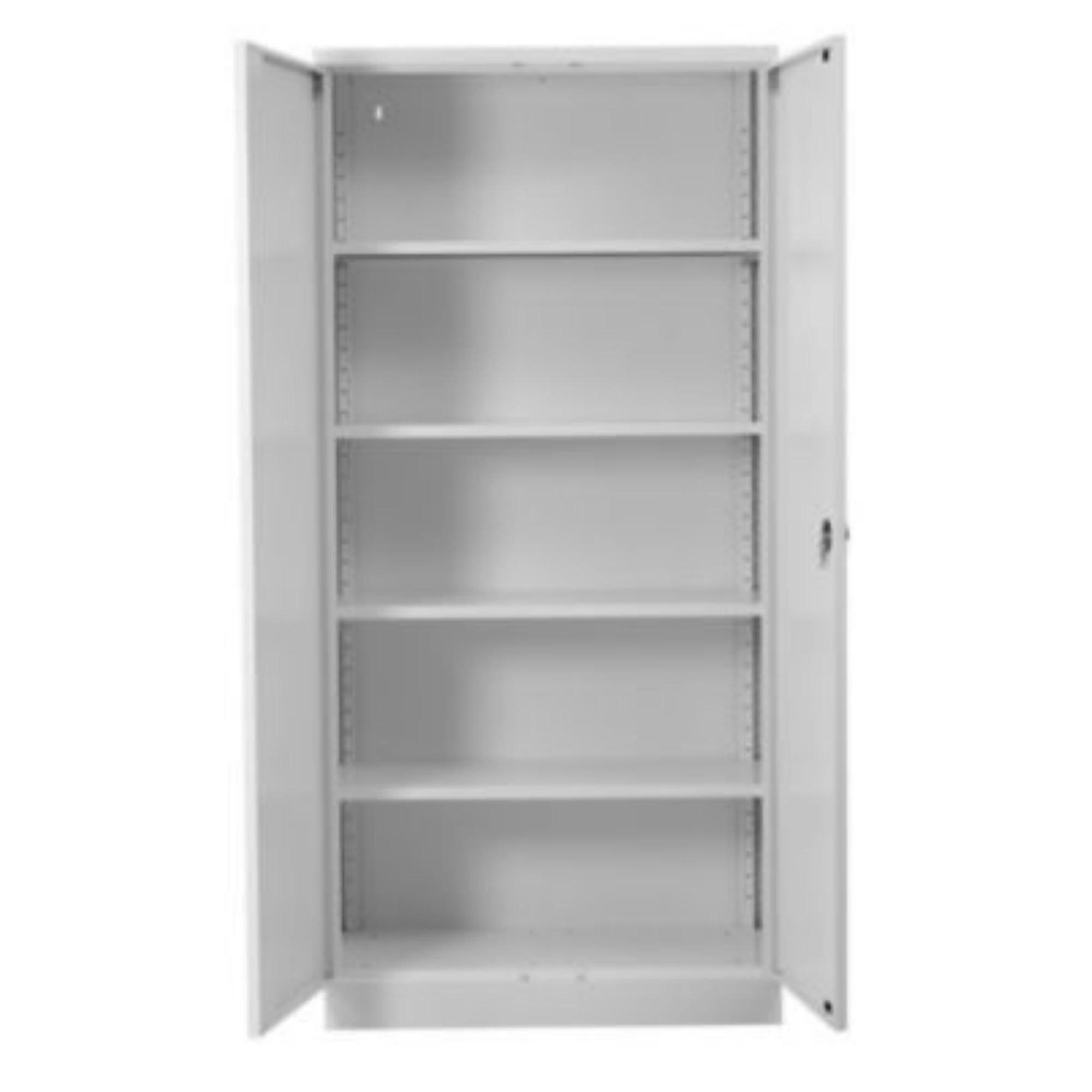 STAHLSCHRANK Bee mit 8 lackierten Fachböden 195x92x42 cm Korpusfarbe Verkehrsweiß Frontfarbe Verkehrsweiß - Weiß, Metall (92/195/42cm)