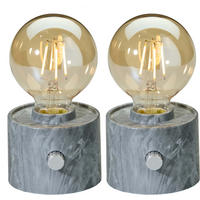 LED-TISCHLAMPE Vintage Edison dimmbar 10x9x16cm 2er-Set Marmor grau - Grau, Kunststoff (10/8.7/16cm) - Northpoint