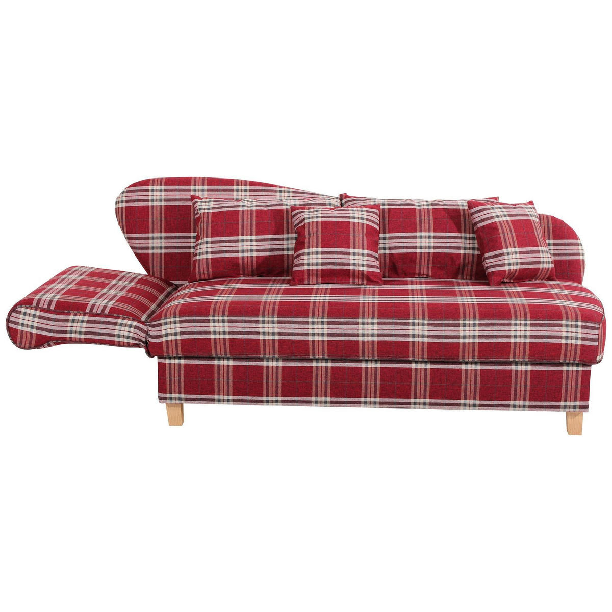 RECAMIERE mit Armteil links klappbar Katia Bezug Flachgewebe Buche natur / rot - Rot/Weiß, Kunststoff (190/82/88cm) - 58aufmkessel