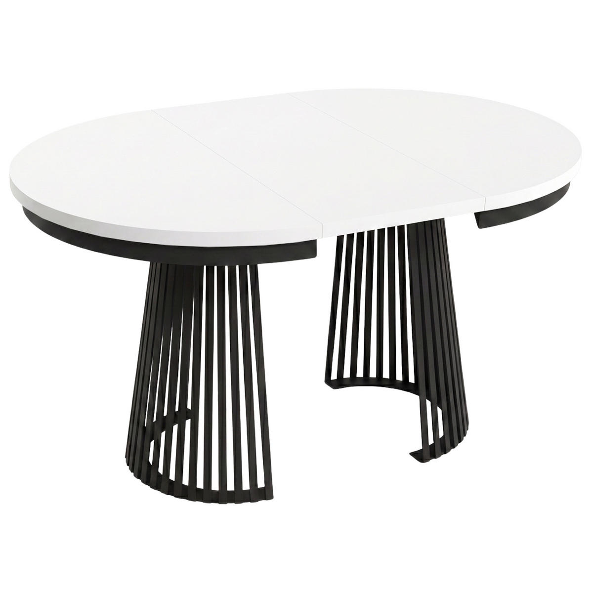 ESSTISCH Lumi im Loft-Stil, ausziehbar Ø 120–200 cm, Metallbeinen, Schwarz+Weiß - Schwarz/Weiß, Metall (120/120/77cm) - Beautysofa