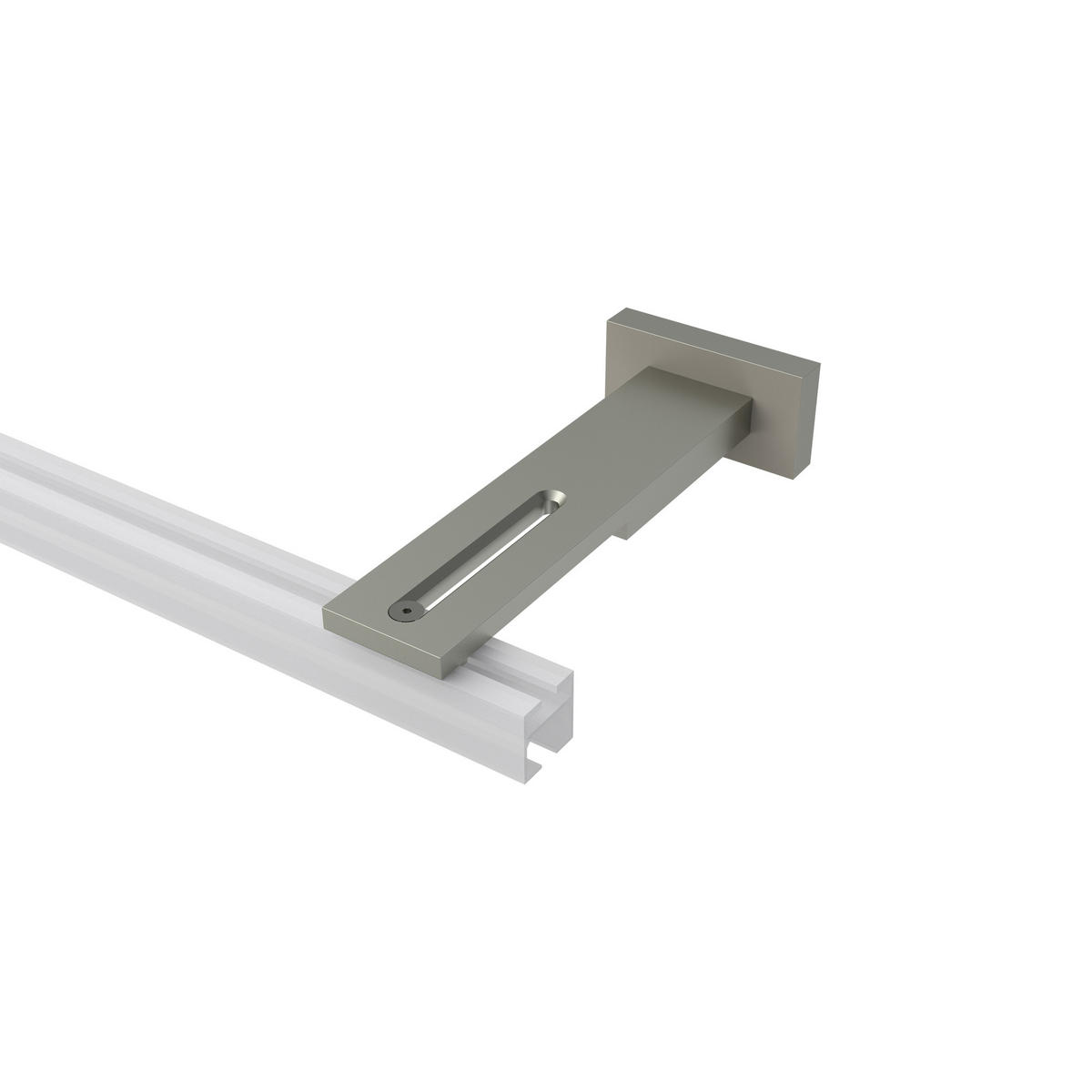 TRÄGER FÜR GARDINENSTANGEN INNENLAUF 20x20 mm, Quadline (Multi) Langloch 1 bis 3-läufig, Satin-Silber - Silberfarben, Metall (15.9/3.2/6.6cm) - INTERDECO