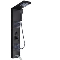 LED Duschpaneel Turmsystem Schwarz - Schwarz Hochglanz, Metall (46/122/20cm) - Kaket