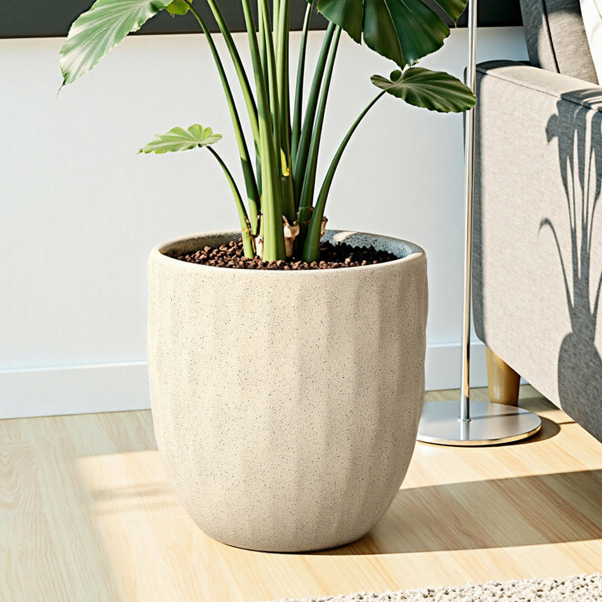 BLUMENTOPF apricotfarben, Ø 32 × H 34 cm - Weiß, Keramik (34cm)