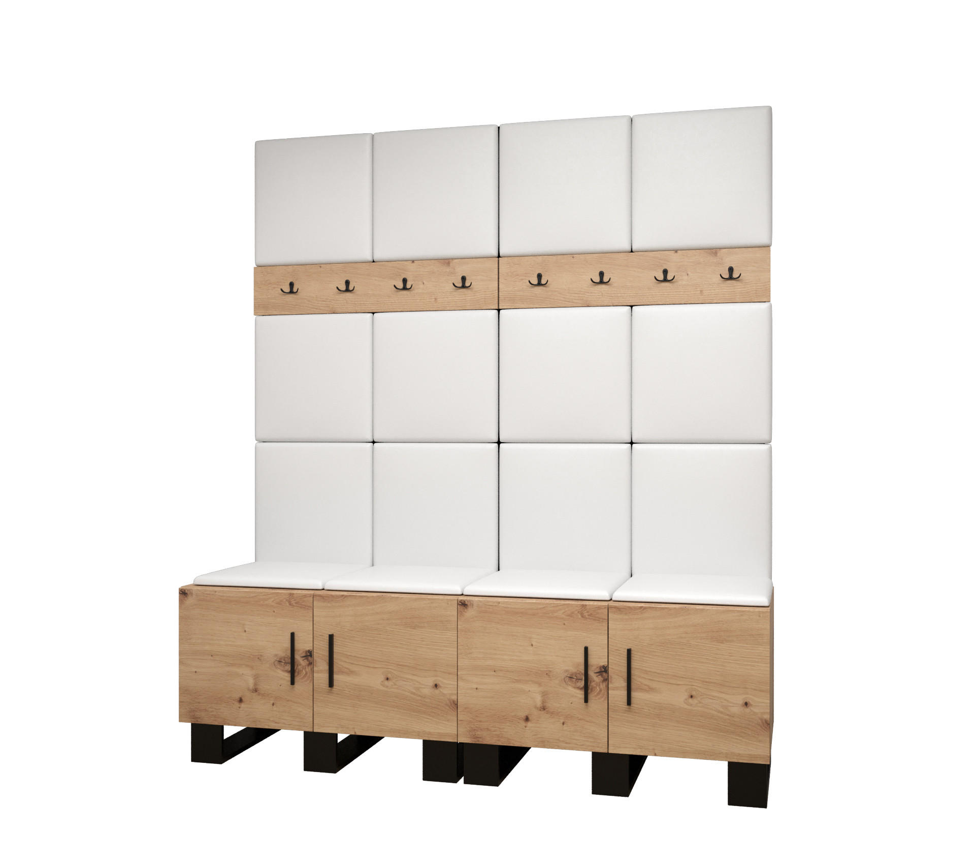 Abiks Möbel Garderoben-Set Eiche Artisan, Weiß 168x196x45.6 cm