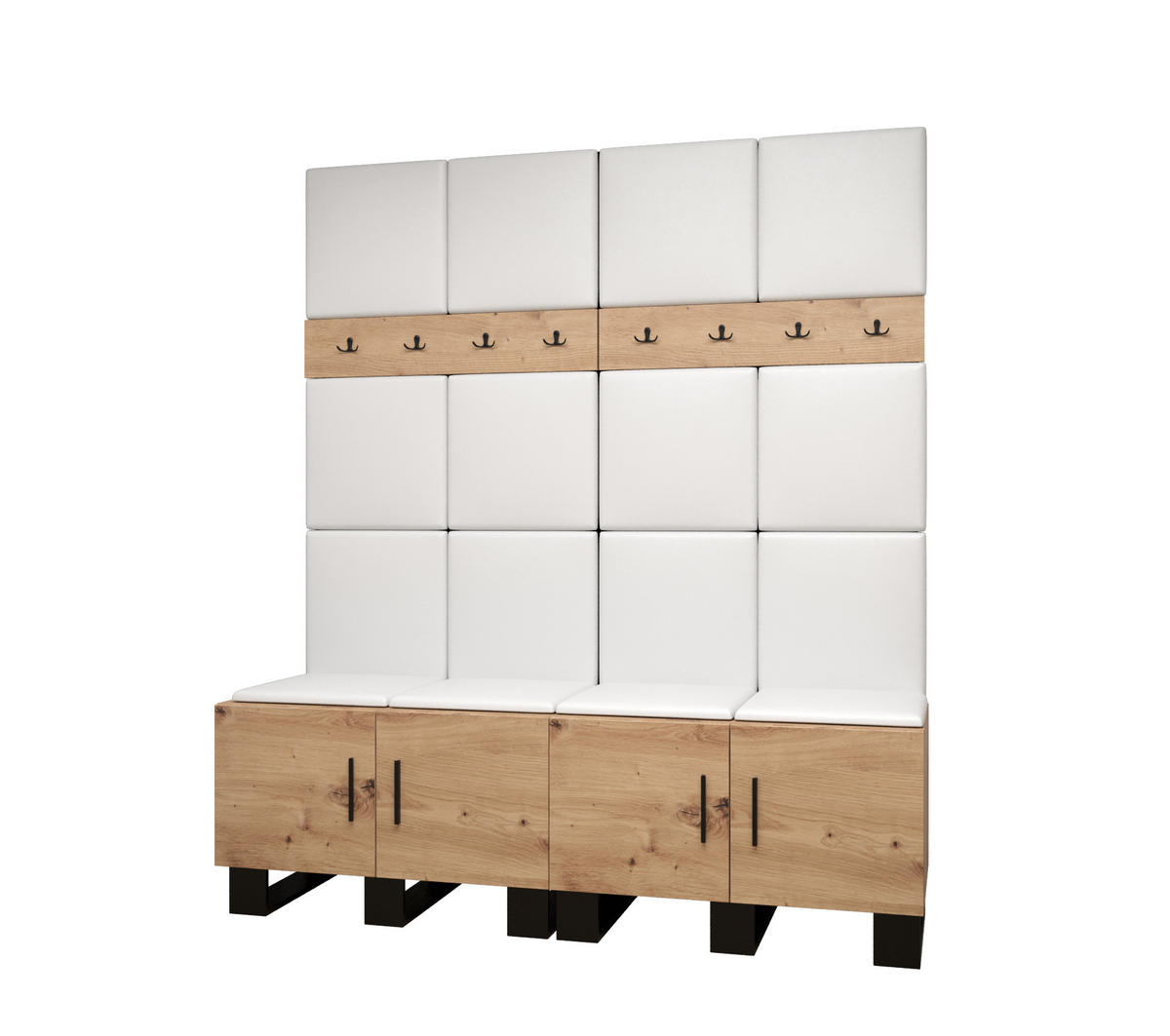 GARDEROBEN-SET 196/168/45,6 - Schwarz/Eiche Artisan, Holz/Kunststoff (168/196/45.6cm) - Abiks Möbel