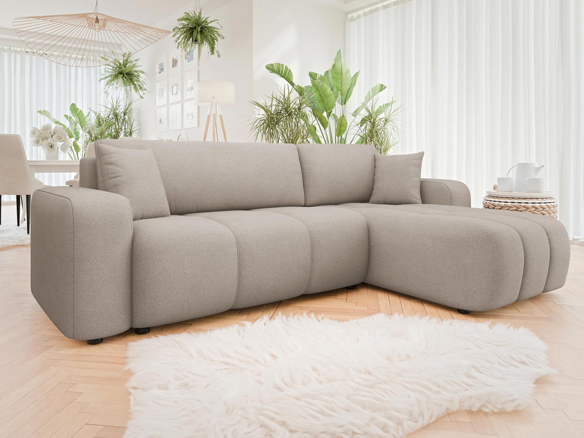 ECKSOFA Furyn - Beige/Schwarz, Holz/Kunststoff (244/145cm) - MIRJAN24