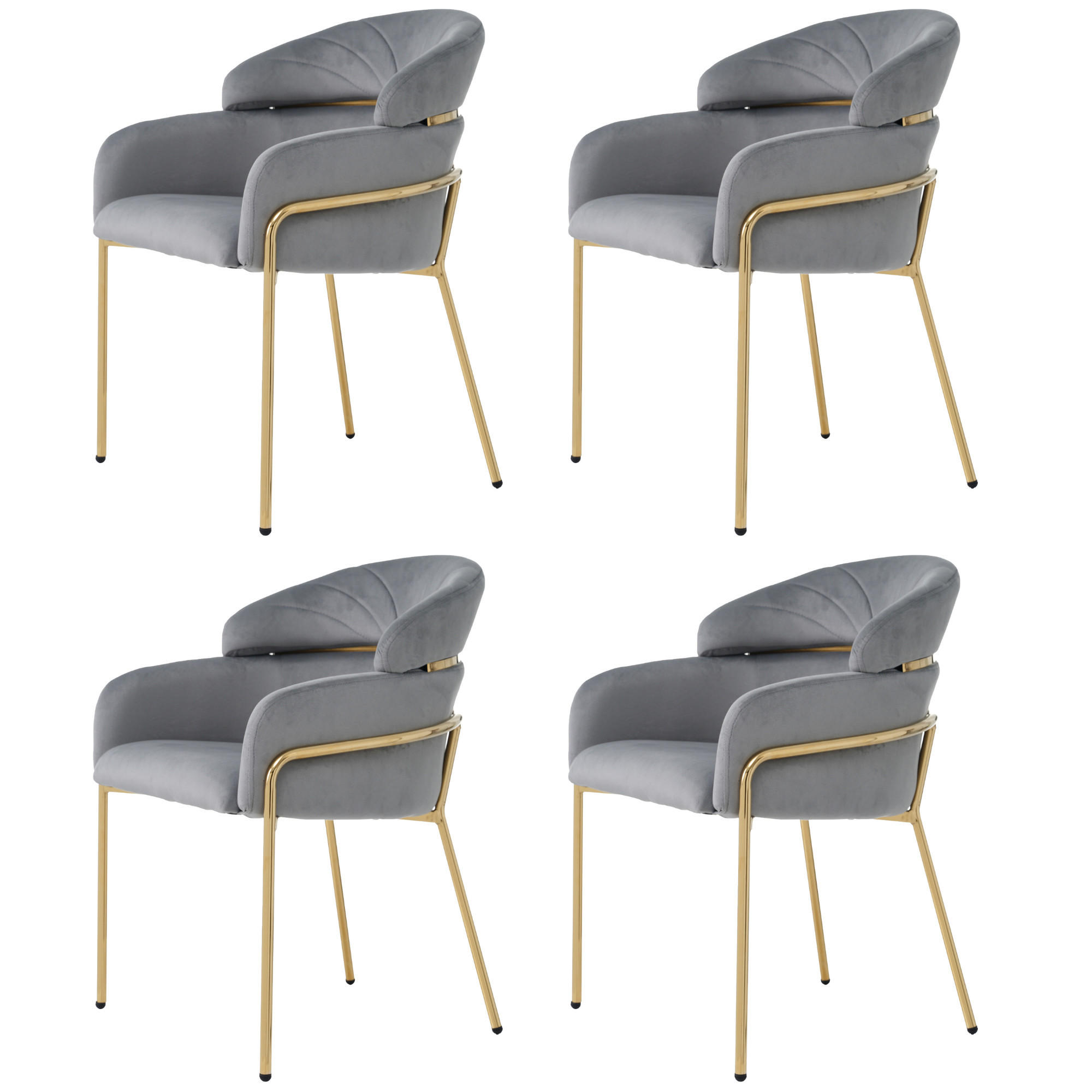 ESSZIMMERSTUHL 4er Set Samt Grau Metallbeine - Grau, Textil (55/78/57cm) - FLIEKS