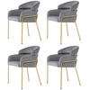 ESSZIMMERSTUHL 4er Set Samt Grau Metallbeine - Grau, Textil (55/78/57cm) - FLIEKS