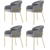 ESSZIMMERSTUHL 4er Set Samt Grau Metallbeine - Grau, Textil (55/78/57cm) - FLIEKS