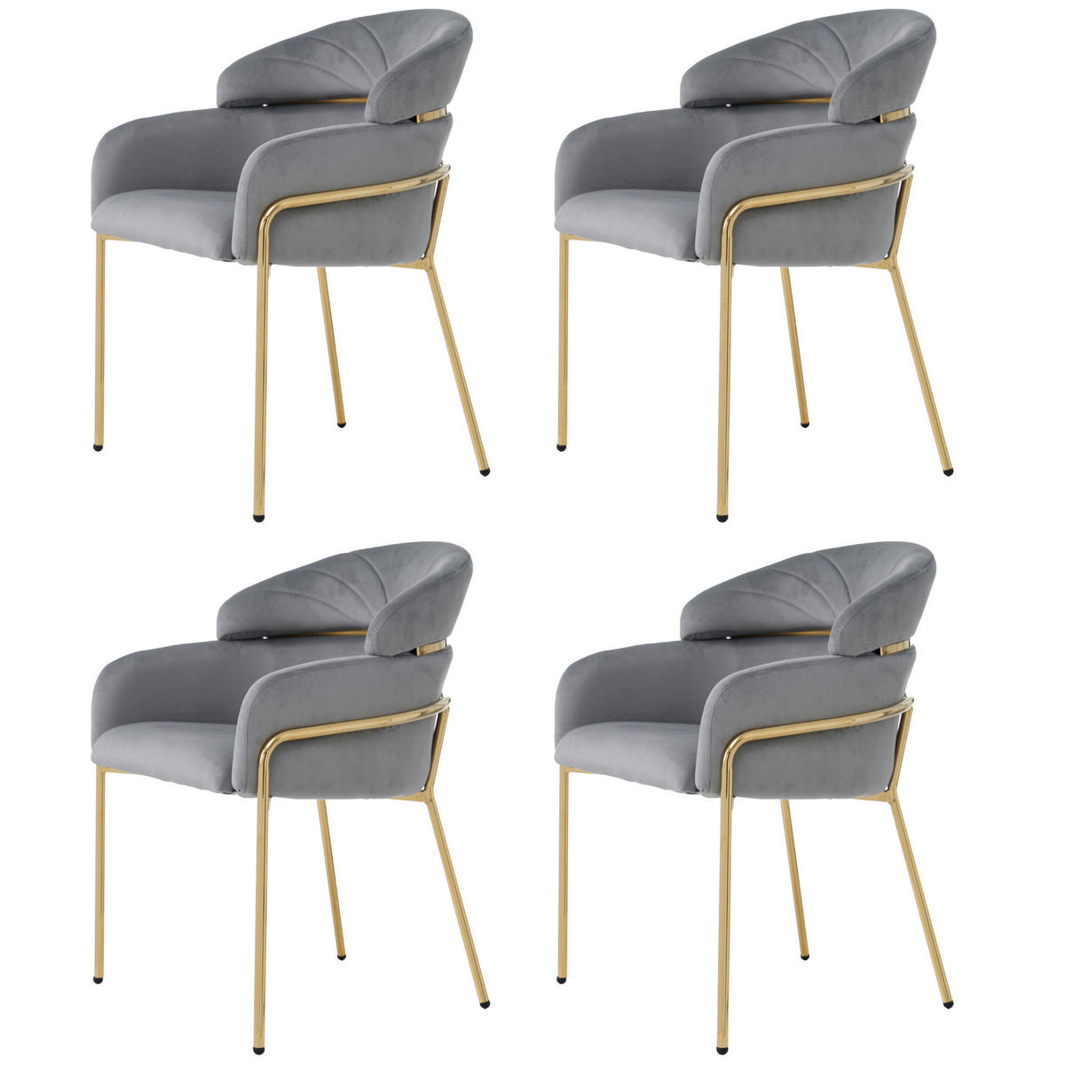ESSZIMMERSTUHL 4er Set Samt Grau Metallbeine - Grau, Textil (55/78/57cm) - FLIEKS