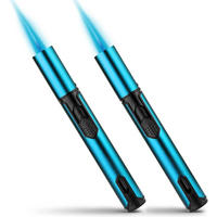 STABFEUERZEUG 2-teiliges Set Blau 15,2 cm nachfüllbar winddicht - Türkis, Metall (1.8/1.8/15.2cm)