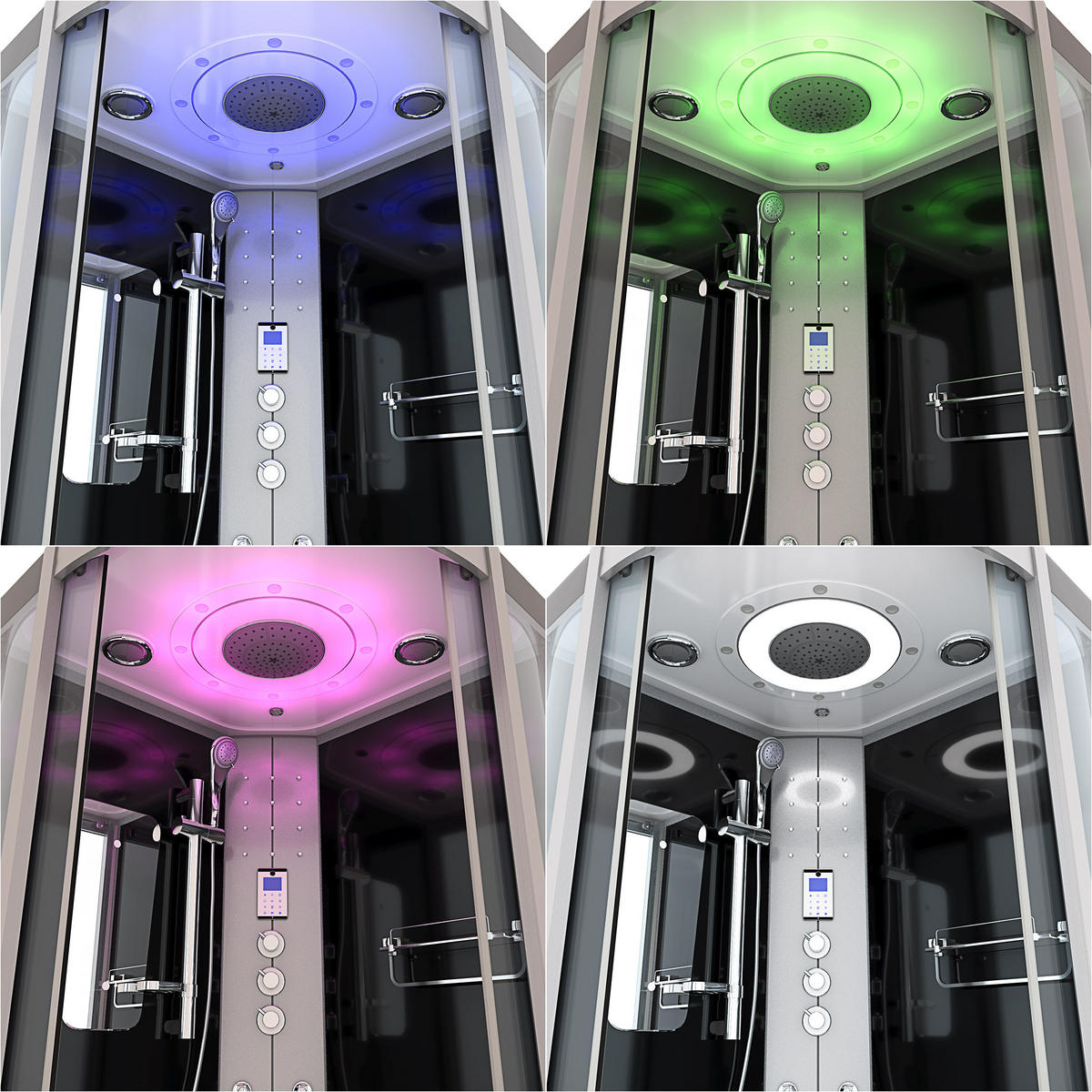 DAMPFDUSCHE Dusche D46-23T3-EC sw 100x100 - Schwarz, Glas/Kunststoff (100/100/215cm) - AcquaVapore by Sandra Jentho