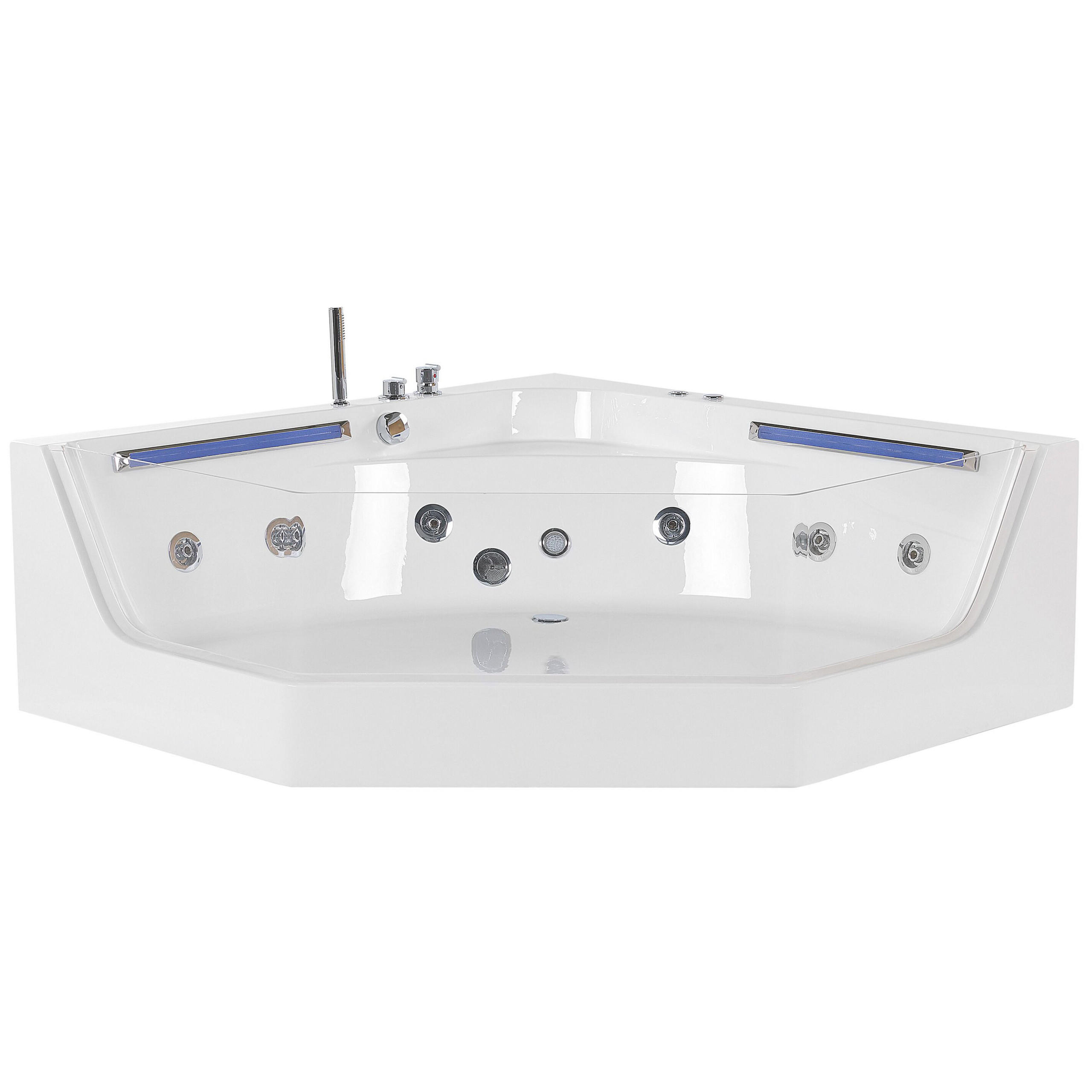 WHIRLPOOL-BADEWANNE mit LED 150x211x56 cm weiß Caceres - Weiß, Kunststoff (150/56/211cm) - Beliani